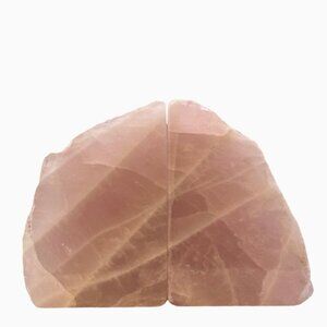 Pink Rose Quartz Crystal Bookends, Natural Characteristics Unique Bookshelf (AH)